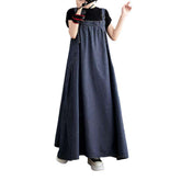 Vestido vaquero urbano largo y acampanado